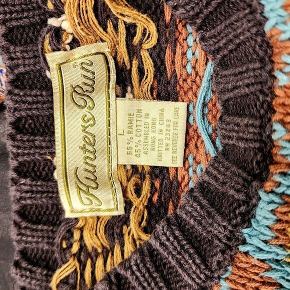 Hunters Run vintage 90's Fair Isle sweater multicolor geometric Cabincore Ski L - Picture 4 of 4